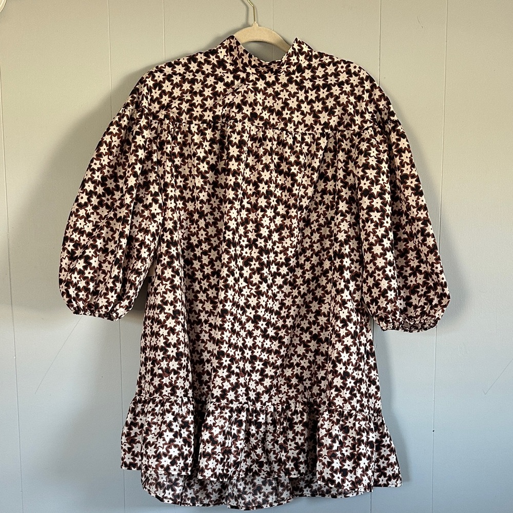 Anthropologie Black and White Star Print Dress